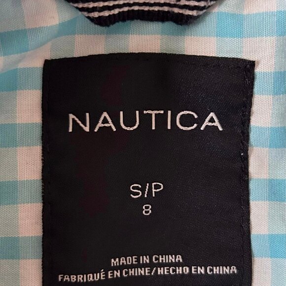 Girls Size Small/Petite Size 8 Blue/White Checkered Button Down - Picture 8 of 9